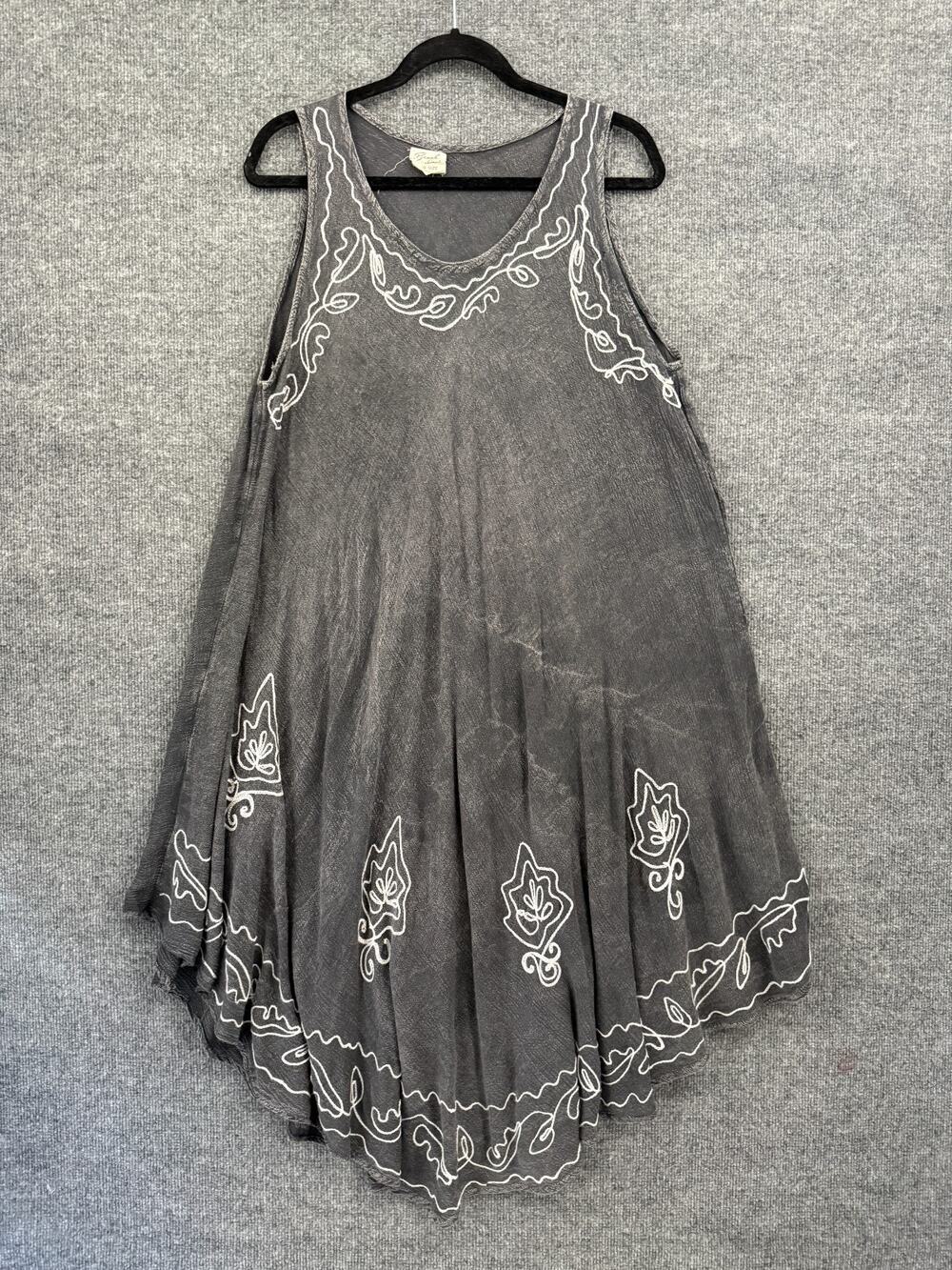 Beach by Exist Dress One Size Gray Embroidered Hippie Festival Boho Cover Up